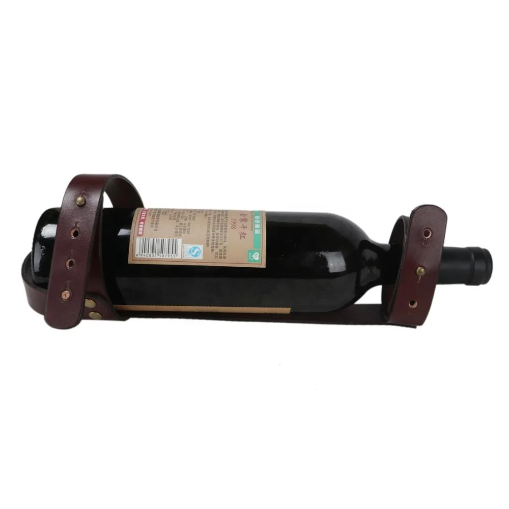 

Tourbon Easy Carry Leather Bike Red Wine Bottle Holder Wine Rack, Brown