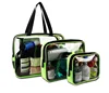 SUPER JOURNEYING Three Pieces Set Clear Transparent Waterproof PVC Large Capacity Toiletry Bag Kit Packing Cubes Set Travel Bags