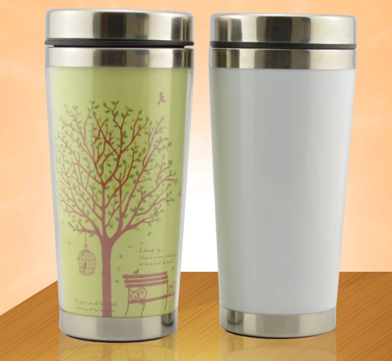 wholesale double wall insulated vacuum travel mug 15oz 450ml stainless steel coffee tumbler with paper insert