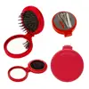 Fashion design round shaped multi-function top swivel lid put 3 pcs manicure kit set folding makeup mirror message hair comb