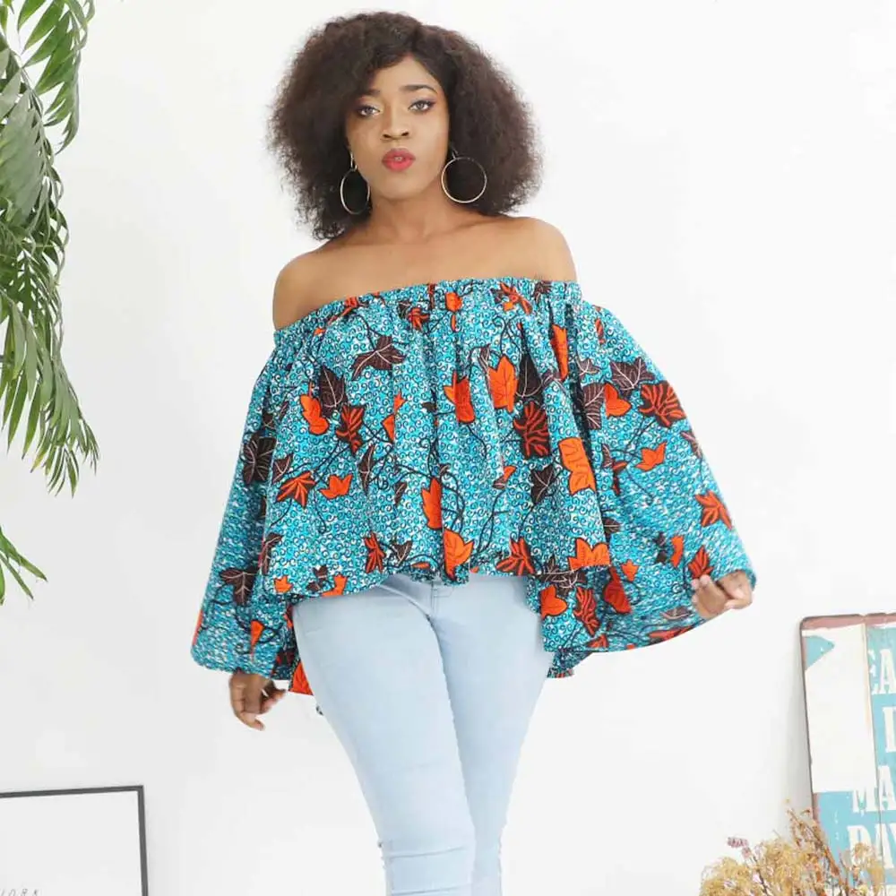 

2019 african top women summer african wax prints fabric, Blue,green,brown or as customization