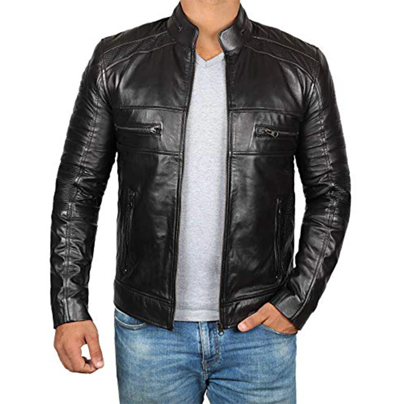 

2019 Hot sale low price quality Cow Leather Genuine bike racer style jacket new arrival, As your requirement