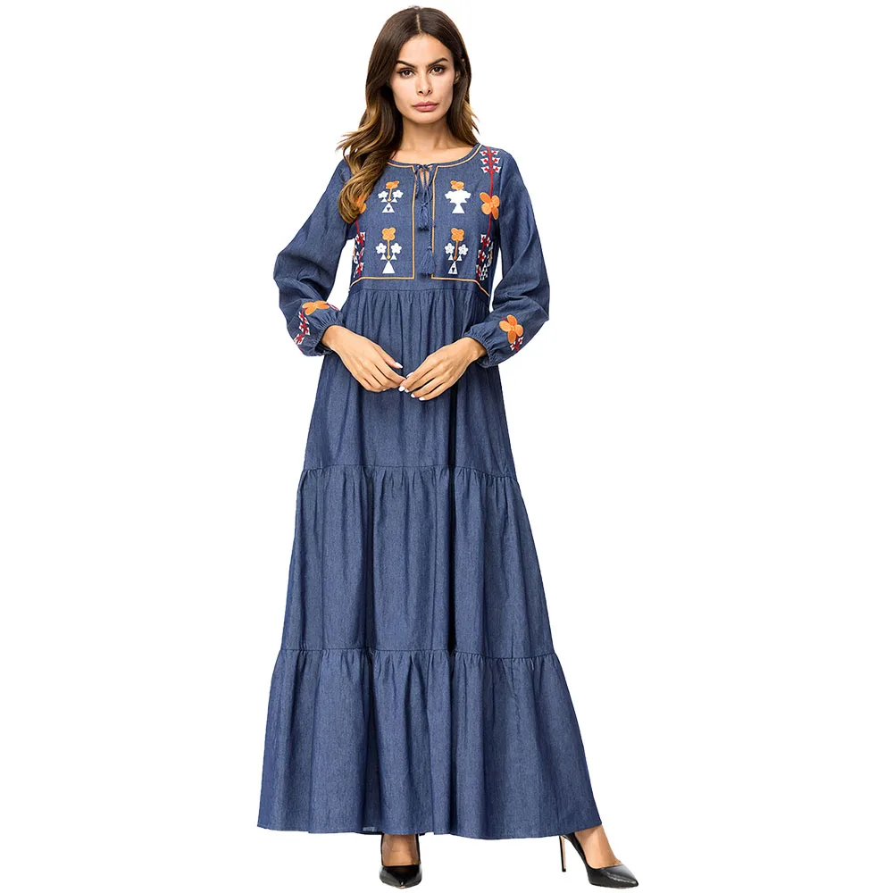 

The Hot Selling Indian Ladies Abaya Style Muslim Maxi Dress, Blue
