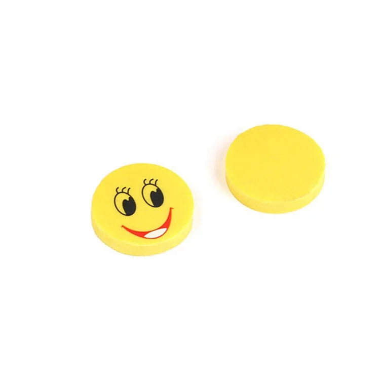 
Funny mixed yellow smiley face round smile TPR eraser for promotional 