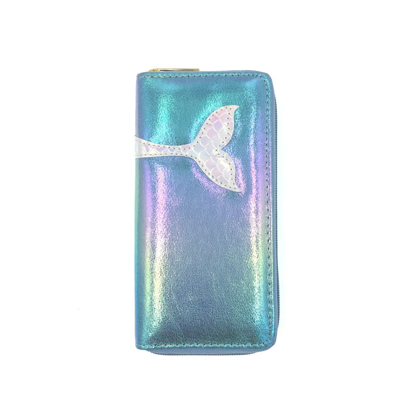 

Fashion zip purse holographic hot sale PU leather lady long wallet wholesale