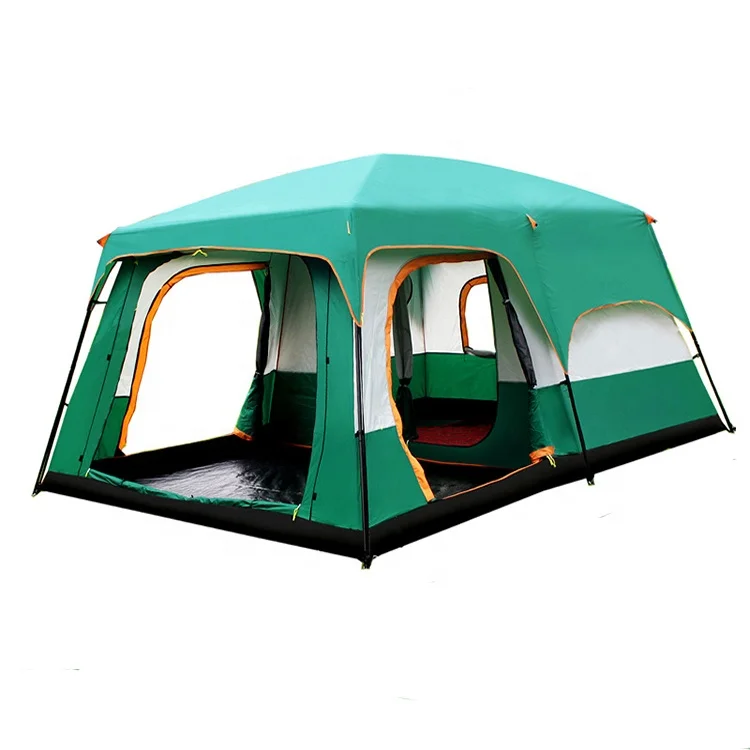 

6-10 Person Double Layers Camping Tent Large Family Outdoor Tent, Green