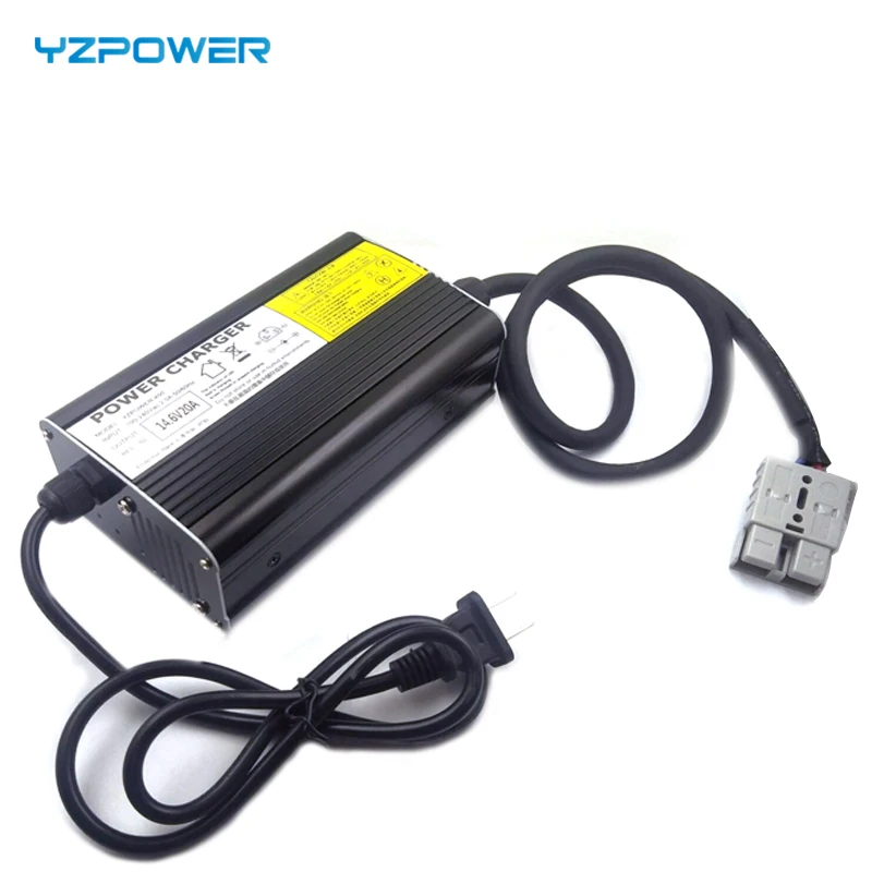 

YZPOWER 14.6V20A 4S Lifepo4 battery charger for 12V battery pack, Black battery charger