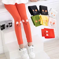 

New In Stock Children Clothing Pure Color Cotton Baby Girls Leggings With Printing Cat