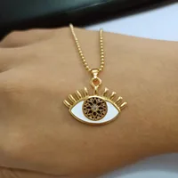 

Fashion Gold Enamel Eye Pendant Necklace For Women N95132