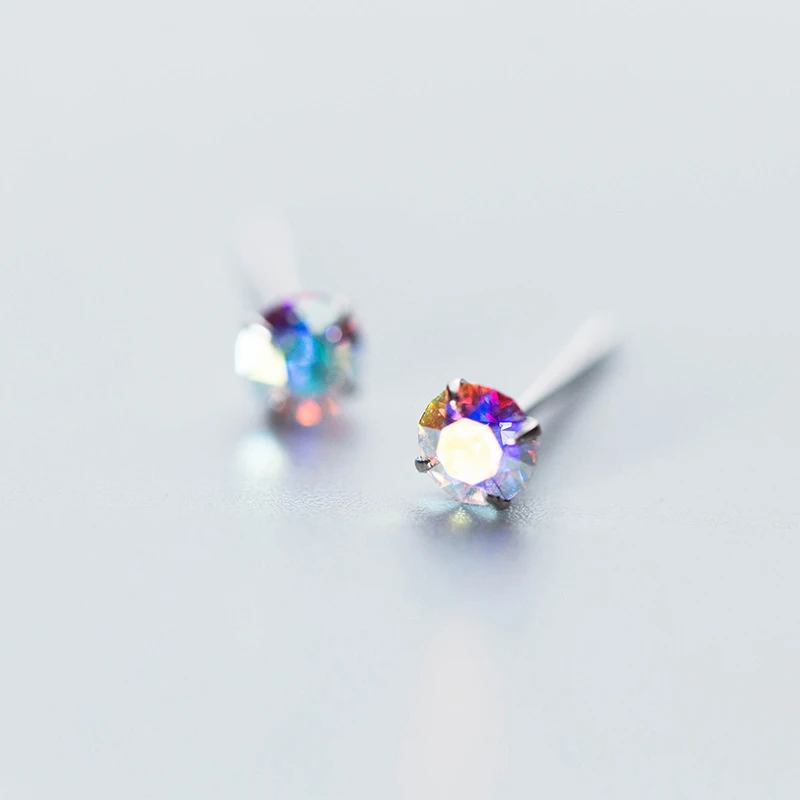 

Fashion 925 Sterling Silver Elegant Colorful CZ Wedding Stud Earrings Jewelry