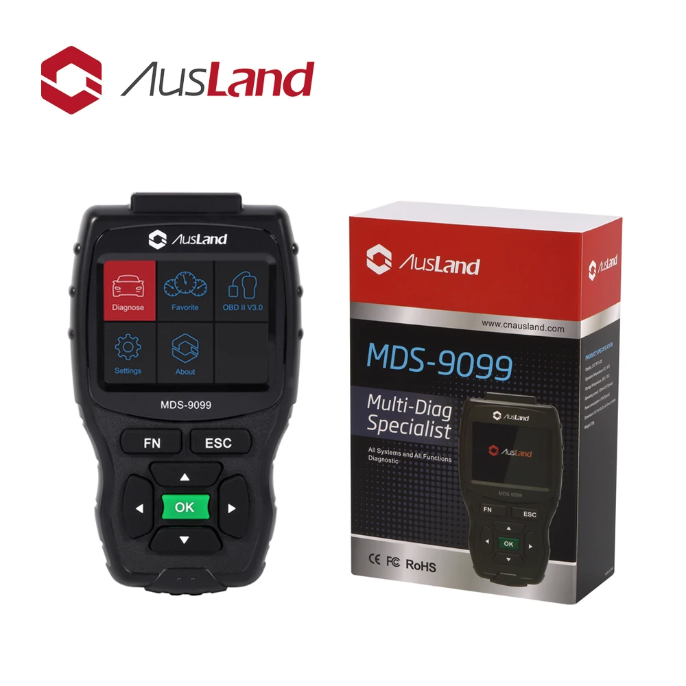 

2019 Ausland MDS9099 Full System Automotive Diagnostic Scanner OBDII Scan Tool ABS SRS Oil EPB BMS SAS DPF