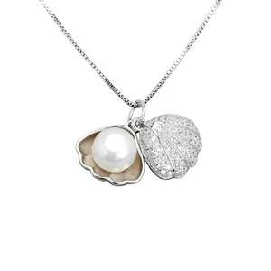 High Quality  925 Sterling Silver Ocean Sea Shell Pearl Necklace Beach jewelry necklace
