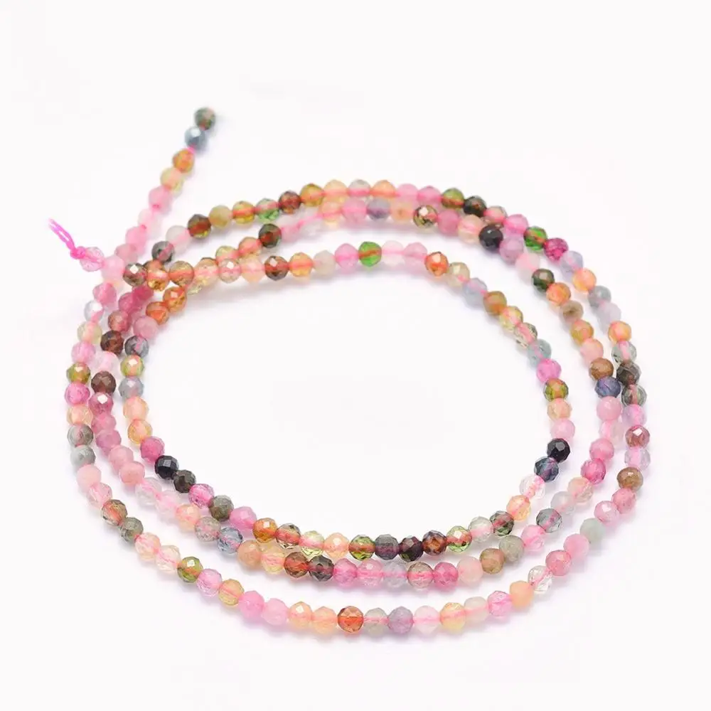 

PandaHall Faceted Tourmaline Bead Strands Natural Stone Beads Wholesale 2mm Mini Beads Hole 0.5mm about 174pcs/strand 15.5"