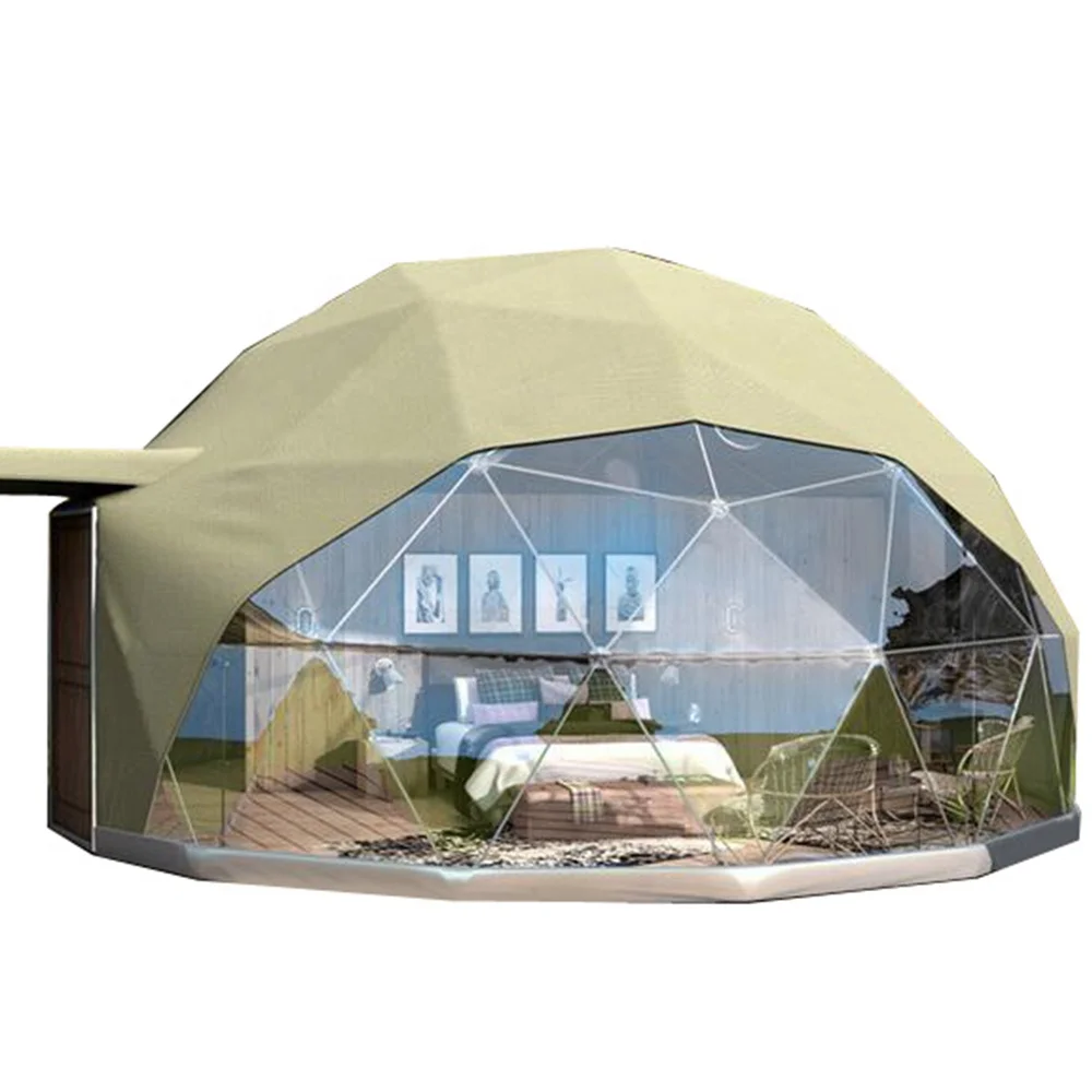 

Factory price luxury waterproof geodesic glamping dome house hotel tent, White or transparent