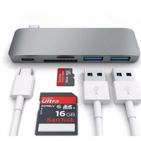 

Customized Logo USB C 3.1 Hub 5 in 1 Multiport USB Dongle 3.0 Type A Port Micro SD Memory Card Reader Adapter for MacBook