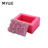 

Eight small rose silicone hand soap molds rectangular flower cake molds support customization