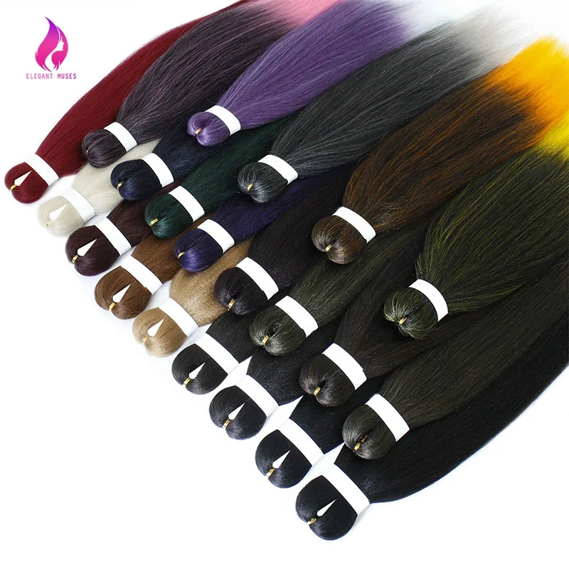 

20'' 26'' ez braid pre stretched braiding hair Easy Braids Yaki Hair Jumbo Synthetic Hair, Pure color, ombre color