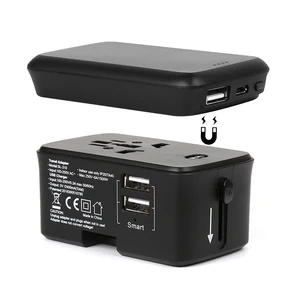 Universal Travel Adapter Power Bank Dual USB Ports