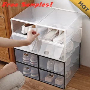 Image of 2019Best selling clear view drop front stackable nike clear plastic storage shoe box pp plastic,shoe box clear,shoe box cabinet