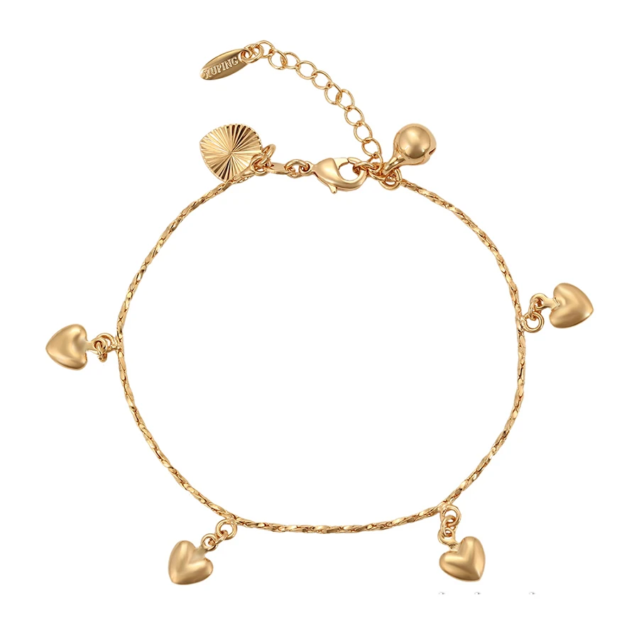76303 Xuping 17-19cm bulk 18K gold plated color heart charms for bracelets women 2019