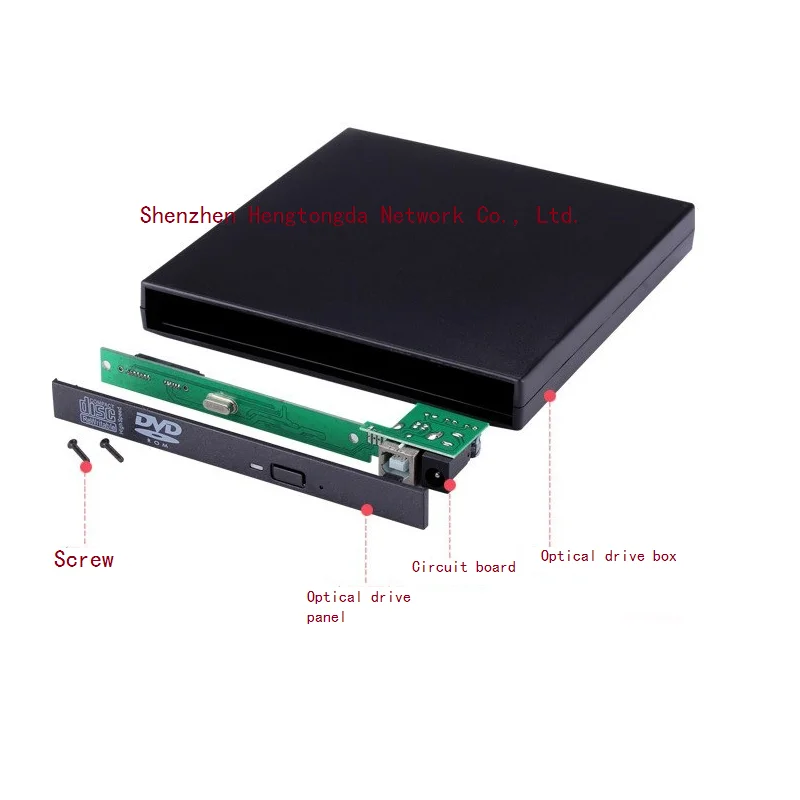 

USB2.0 Port slim portable optical drive External DVD-ROM Disk Driver CD dvd writer external for Notebook, Black