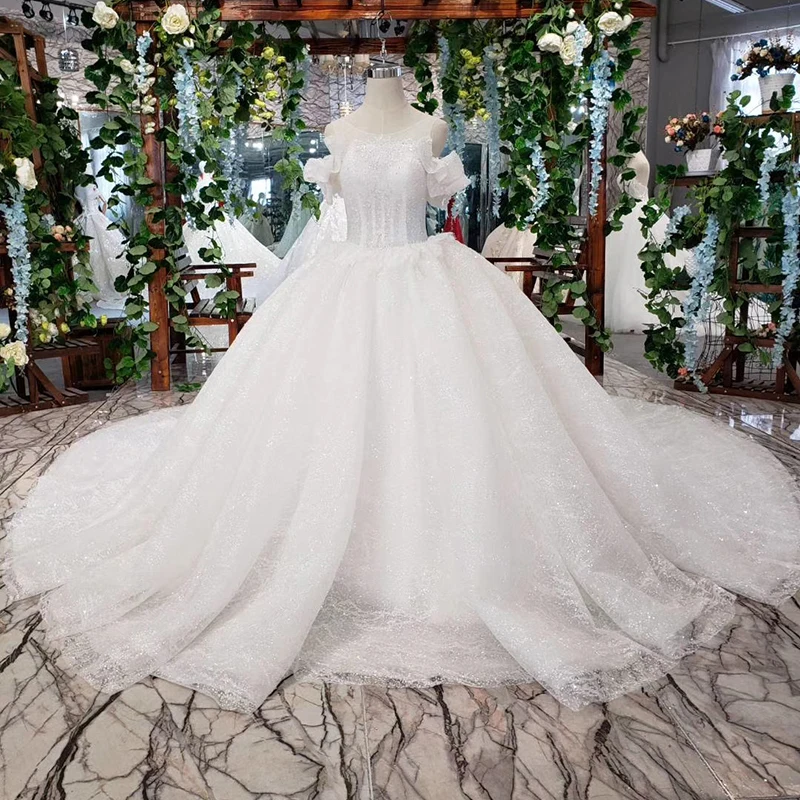 

Jancember LS33555 bridal luxury crystal 2019 white tulle lace wedding dress