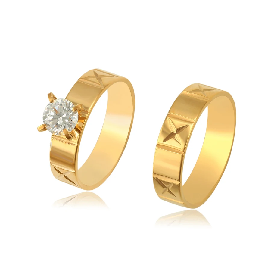 

R-155 xuping new designs 24k gold color fashion zircon wedding ring sets