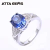 925 Sterling Silver Prong Setting Oval Shape White Gold Blue Sapphire Ring For Women and Men Wedding Band