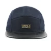 5 panel cap leather brim custom adjustable snap back cap/adult flat cap hat