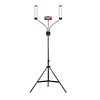 Indoor Outdoor Two Arms LED Dimmable Dual Bendable Ring Light With Tripod Stand for Makeup Beauty Salon