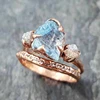 Charm customer design Accept 18k gold plated 925 Silver AAA zircon women ring Prong setting Sky blue stone Rings