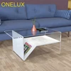 Waterfall Acrylic Coffee Table With Additional Shelf