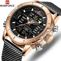 

NAVIFORCE 9153 Mens Watches Top Brand Luxury Sport Watch Men Mesh Strap 30M Waterproof Military Dual Display Wrist Watch Clock