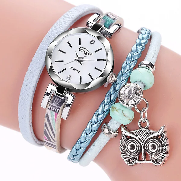 

Fashion Women Dress Quartz Bracelet Watch Ladies Cute Owl Multilayer Wrist watches, 8colors