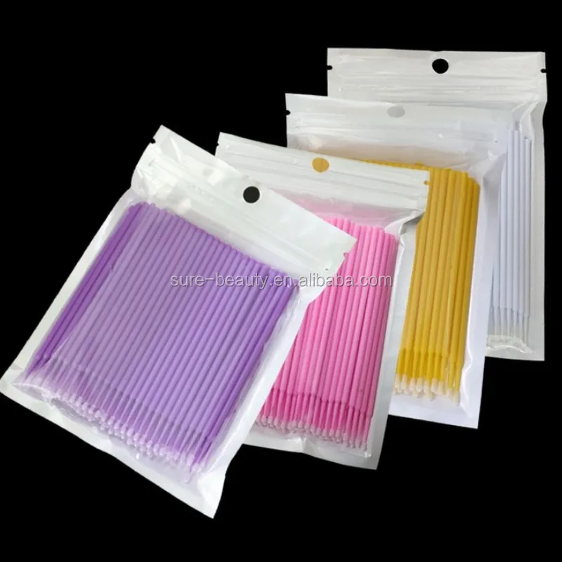 

Nano micro brush swab for eyelash extension and microblading makeup, White,purple,light purple,black,green,blue etc.