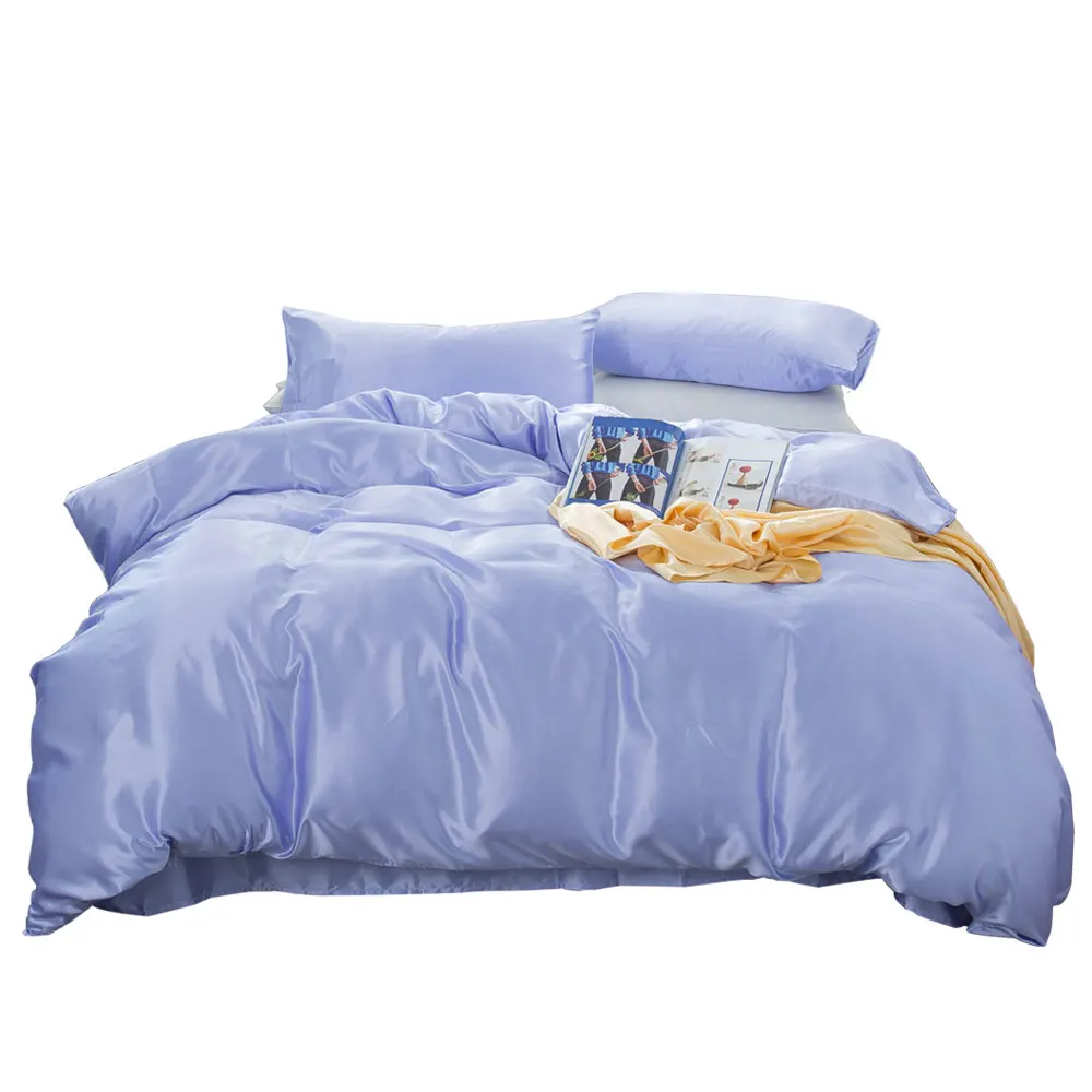 

grey silver hotel home silk satin bedding set Dubai duvet cover bed sheet set