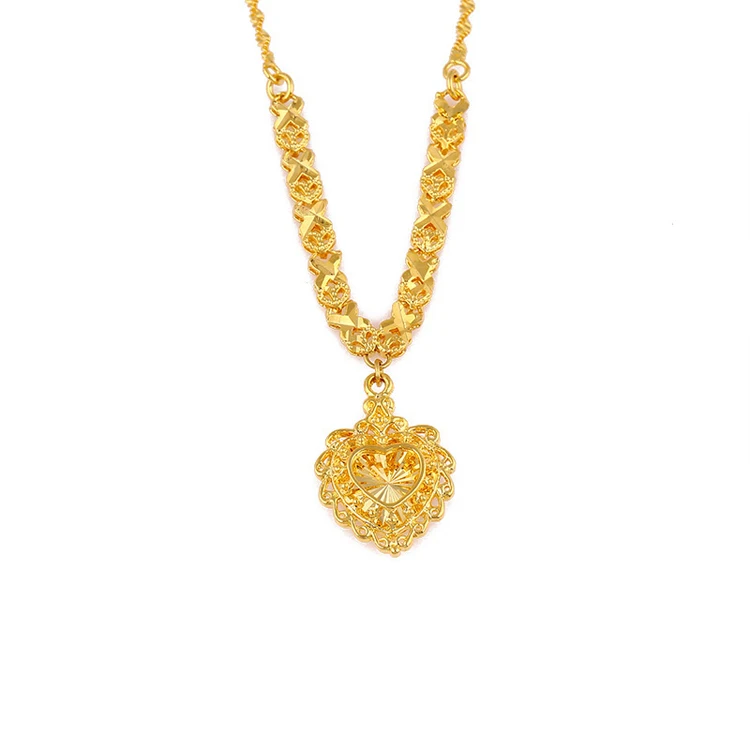 

Xuping bijouterie gold 24K elegant design necklace, heart necklace for women, heart necklace, 24k gold