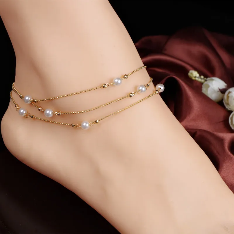 ladies gold anklets