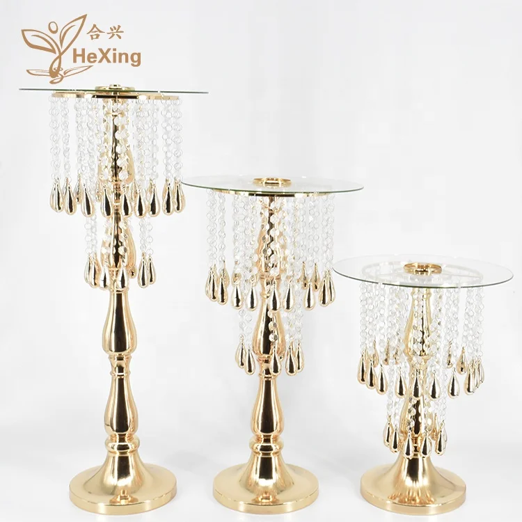 

55cm (21.6 inch) wholesale gold road lead crystal acrylic wedding party table centerpiece, Oem & odm