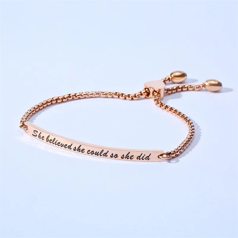 Wholesale Engraving Stainless Steel Engraved 4mm Inspirational Cuff Bracelet For Women Custom Bangles