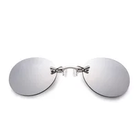 

Fashion Clip On Nose Sunglasses Men Vintage Mini Round Sun Glasses Hacker Empire Matrix Morpheus Rimless Sunglasses UV400
