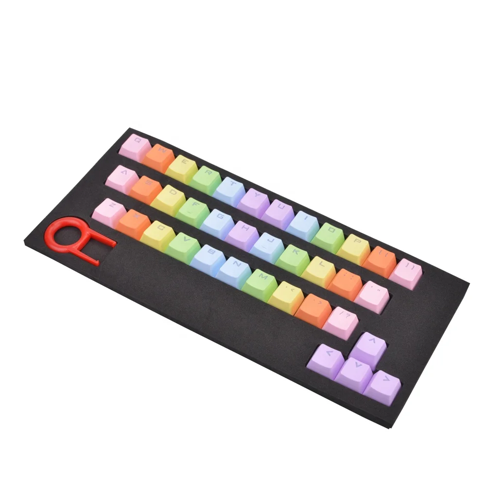 37Key PBT Satu Set Backlit Kunci Caps untuk Keyboard Gaming Mekanik dengan Penarik Rainbow Gradient Warna Tombol