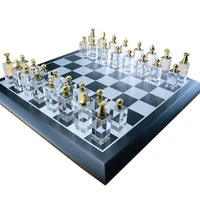

Luxury Crystal Chess Piano paint wooden chess board with Deluxe crystal chess pieces