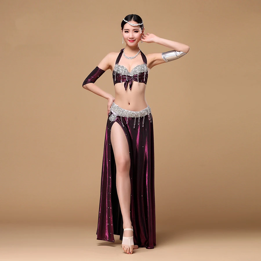 

2019 new Adult female performance suit Bra. Skirt. blue purple Belly dance costumes