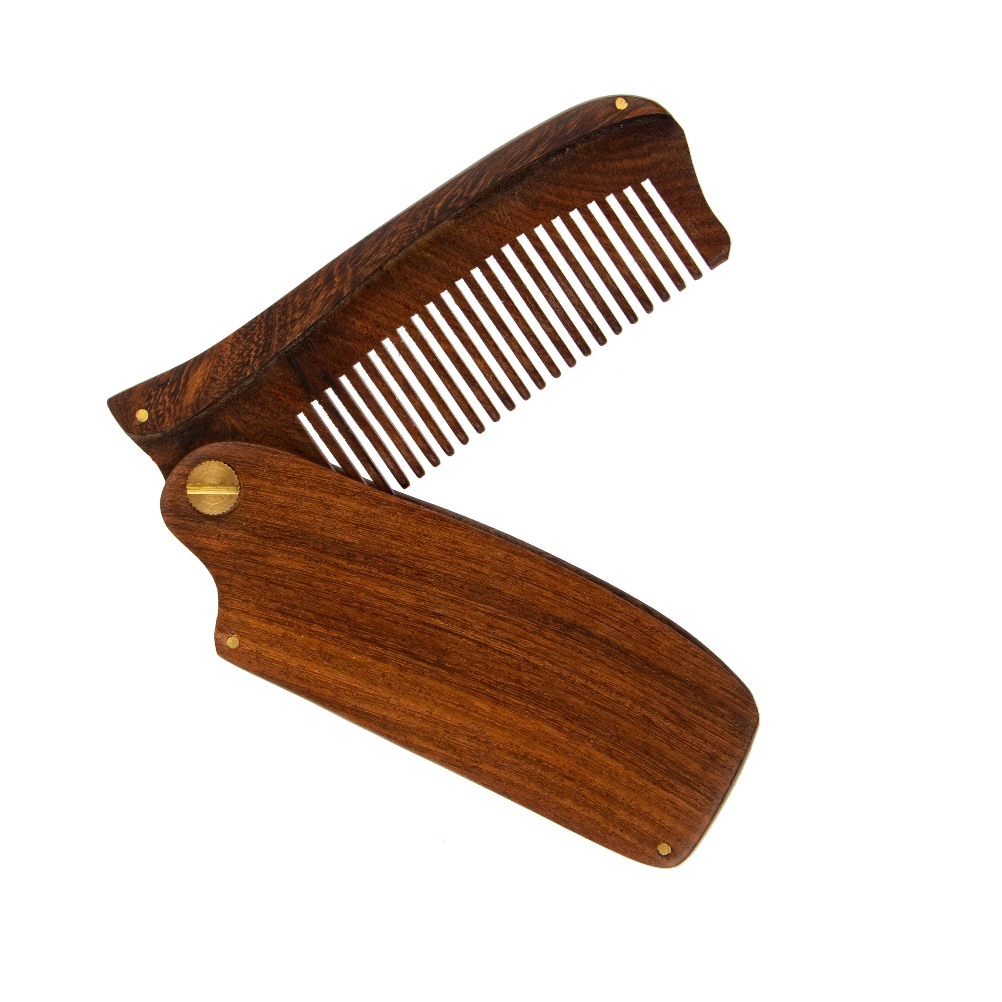 

Professional Natural Custom Fine Tooth Folding Wood Beard Comb