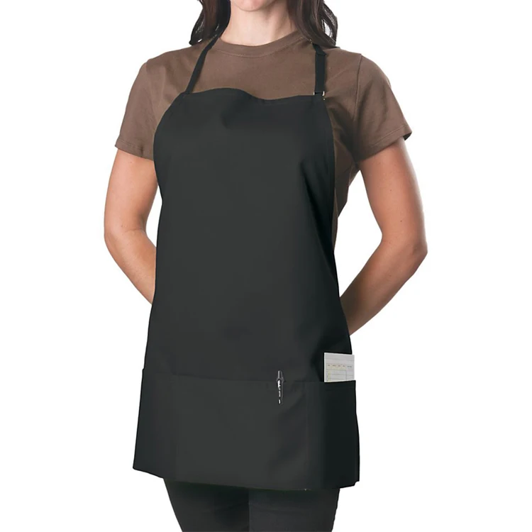 

Black adjustable adult work apron with pocket, apron for women, Customized