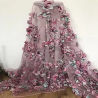 

2019 3D Embroidered Floral Lace Fabric African Tulle Lace Fabric