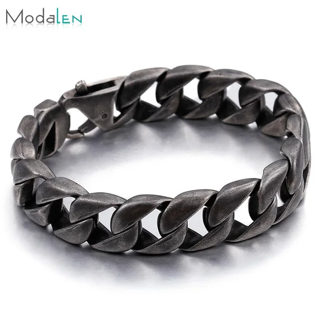 

Factory price custom retro black cuban latest stainless steel bracelet jewelry bracelet hand chain for men, Customized color