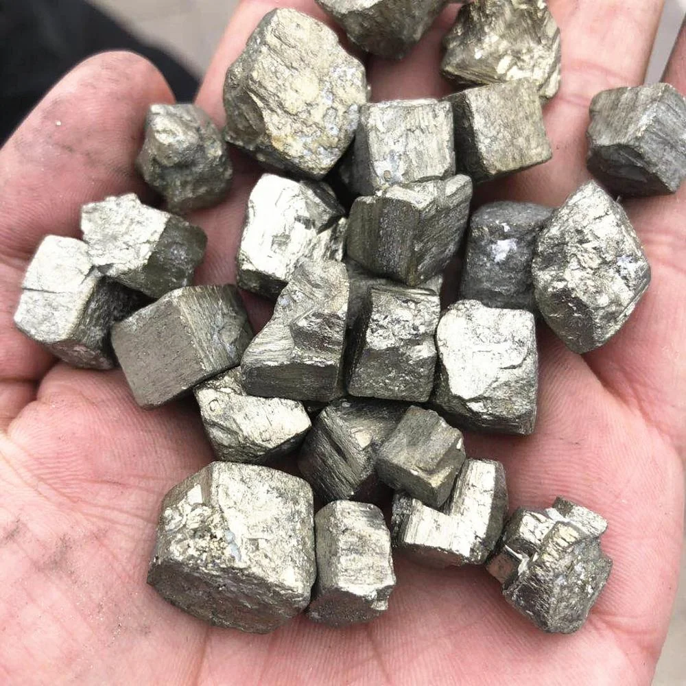 
Natural crystal quartz copper pyrite cube 
