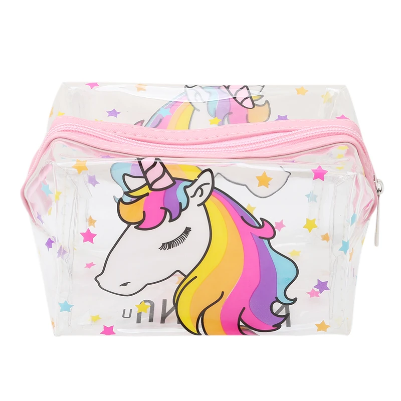 

Transparent Makeup Bag Unicorn Cosmetic Pouch, Pink ,customized color